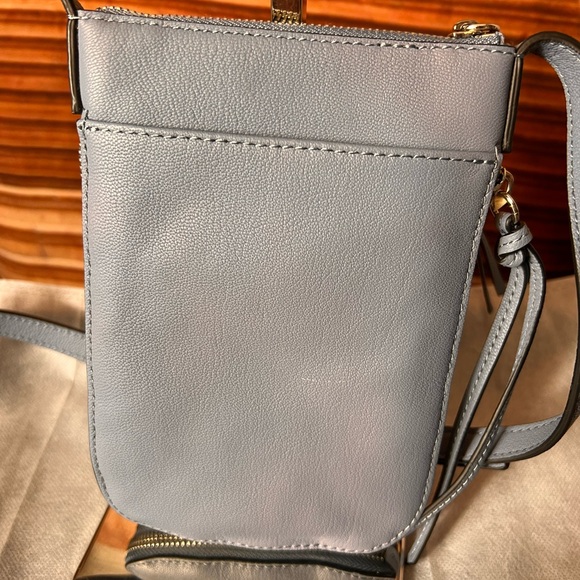 NWT Vince Camuto Genuine Leather Serenity Blue Crossbody Bag, zip closure, - Picture 14 of 17
